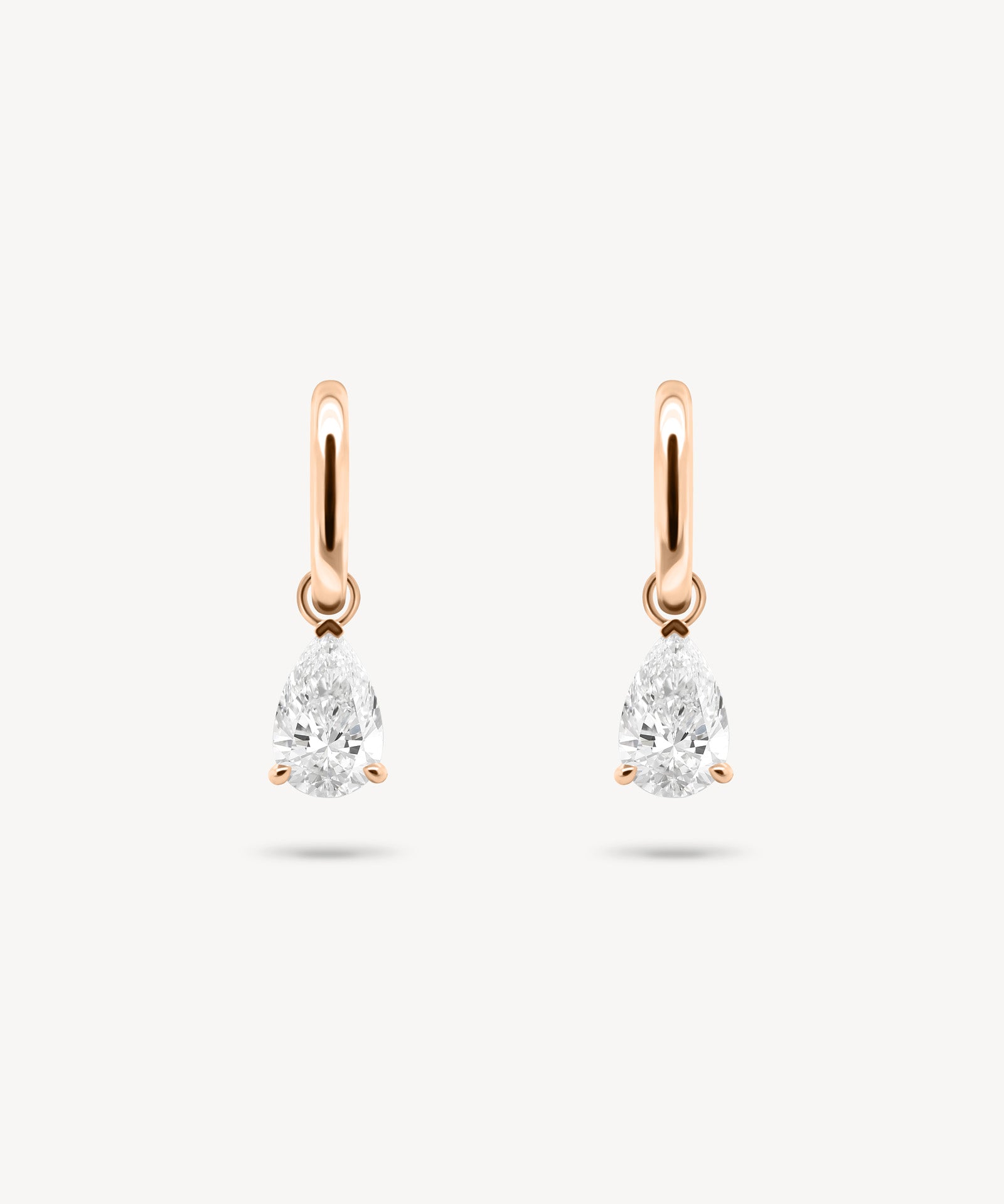 Huggie Earrings with Removable Pear Cut Diamond Drops
