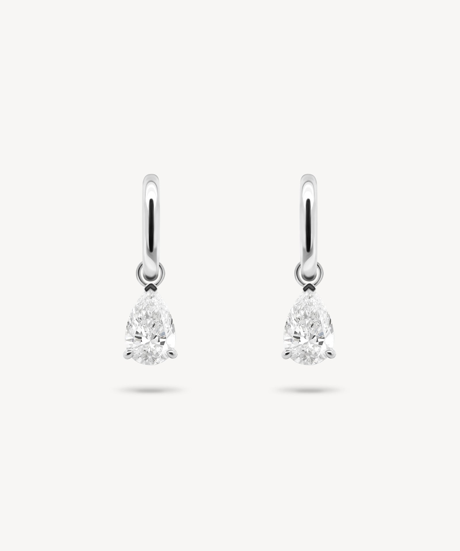Huggie Earrings with Removable Pear Cut Diamond Drops