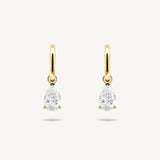 Huggie Earrings with Removable Pear Cut Diamond Drops