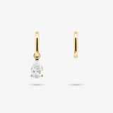 Huggie Earrings with Removable Pear Cut Diamond Drops