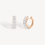 Emerald Cut Diamond Hoop Earrings