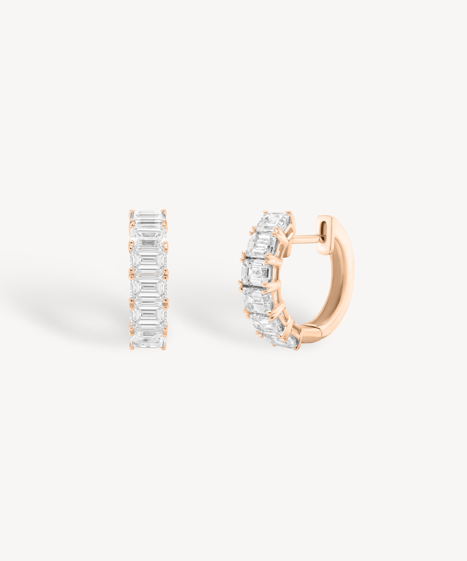 Emerald Cut Diamond Hoop Earrings