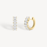 Emerald Cut Diamond Hoop Earrings