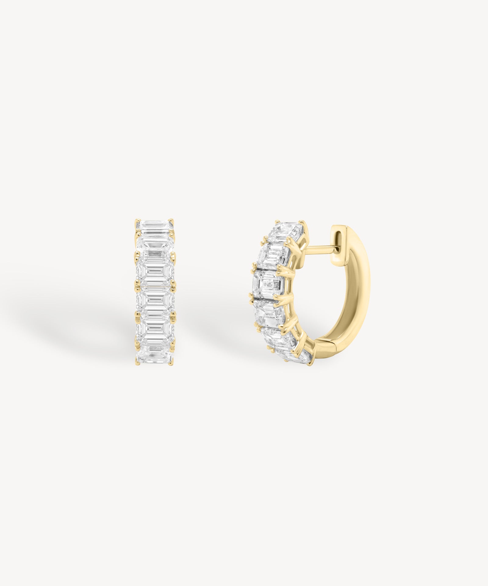 Emerald Cut Diamond Hoop Earrings