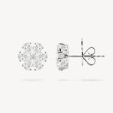 Six Petal Flower Diamond Stud Earrings