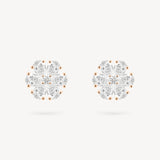 Six Petal Flower Diamond Stud Earrings