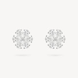 Six Petal Flower Diamond Stud Earrings