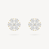 Six Petal Flower Diamond Stud Earrings