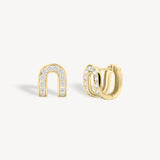 Horseshoe Diamond Huggie Earrings