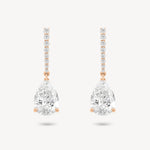 Pear cut diamond drop earring in rose gold