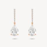 Pear cut diamond drop earring in rose gold