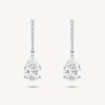 Pear cut diamond drop earring in white gold