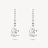 Pear cut diamond drop earring in white gold