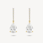 Pear cut diamond drop earring in yellow gold