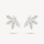 Marquise and pear cut diamond cluster stud earrings in rose gold