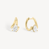 Floating Pear Diamond Huggie Earrings