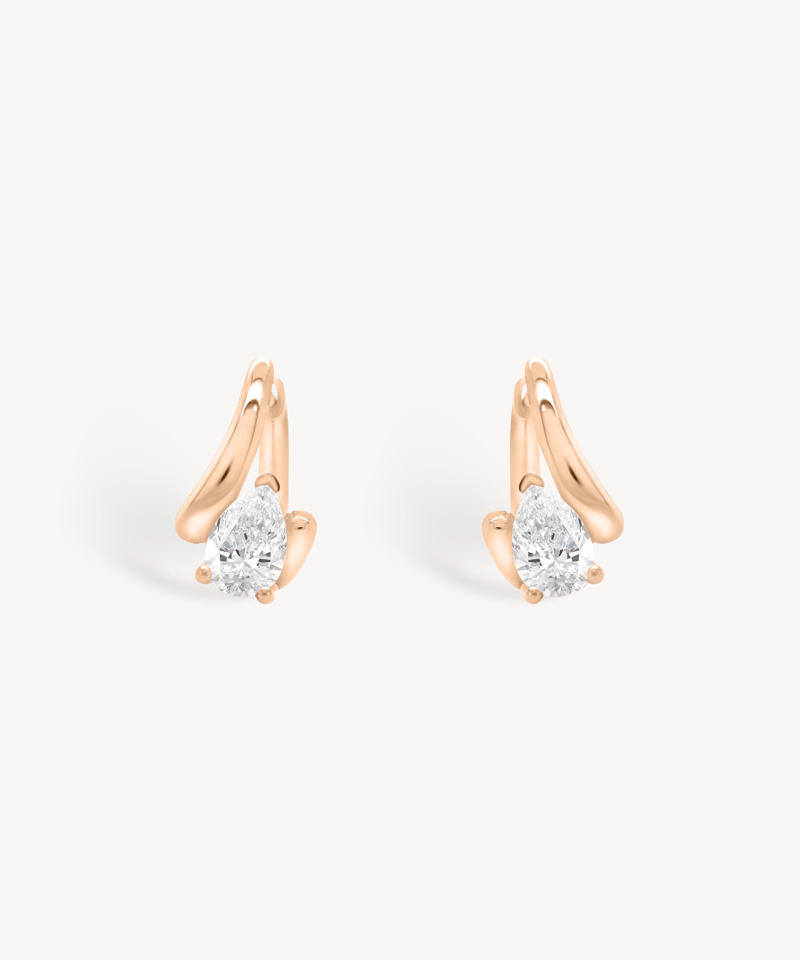 Floating Pear Diamond Huggie Earrings