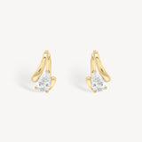 Floating Pear Diamond Huggie Earrings