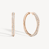 Spiral round cut diamond hoop earring in rose gold