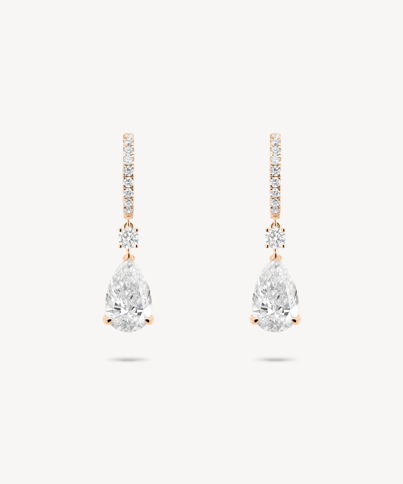 Diamond Pavé Huggie Earrings with Round and Pear Cut Drops