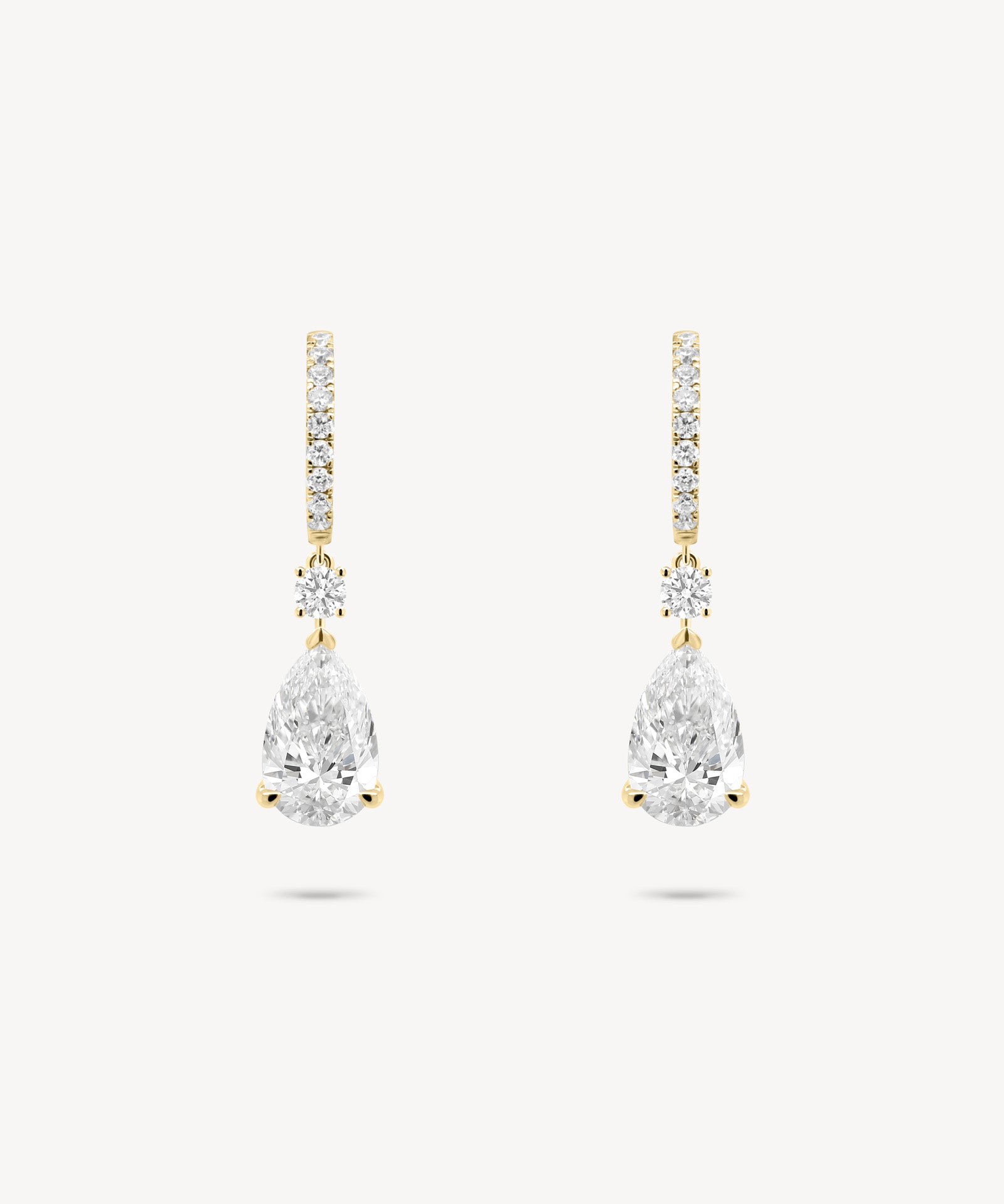 Diamond Pavé Huggie Earrings with Round and Pear Cut Drops