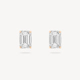 Emerald Cut Diamond Solitaire Stud Earrings
