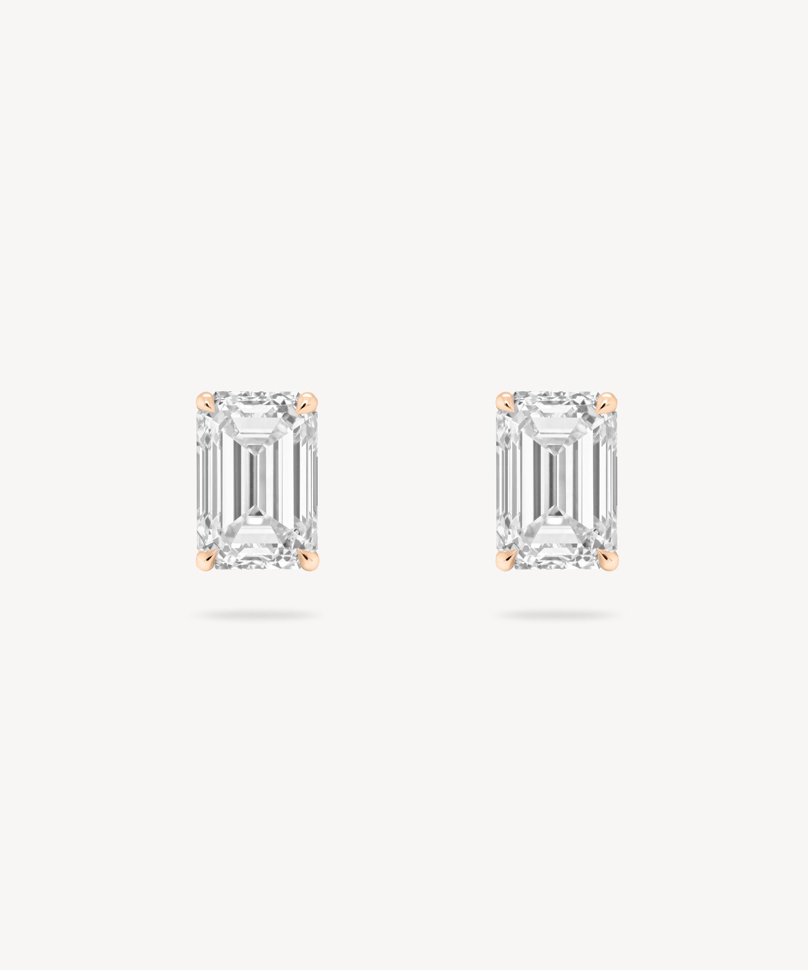 Emerald Cut Diamond Solitaire Stud Earrings