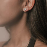 Diamond Cluster Flower Stud Earrings