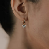 Huggie Earrings with Removable Heart Shaped Diamond Drops