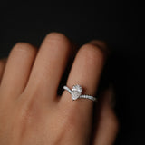 V-Shaped Pear Cut Diamond Pavé Ring