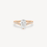 V-Shaped Pear Cut Diamond Pavé Ring