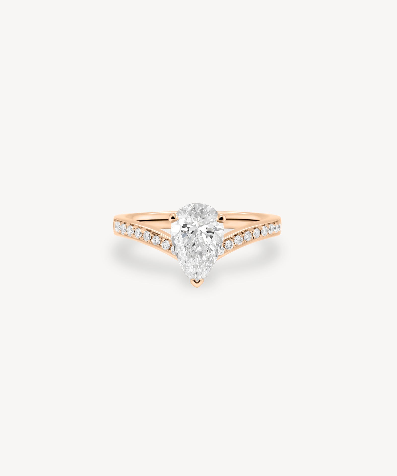 V-Shaped Pear Cut Diamond Pavé Ring
