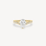 V-Shaped Pear Cut Diamond Pavé Ring
