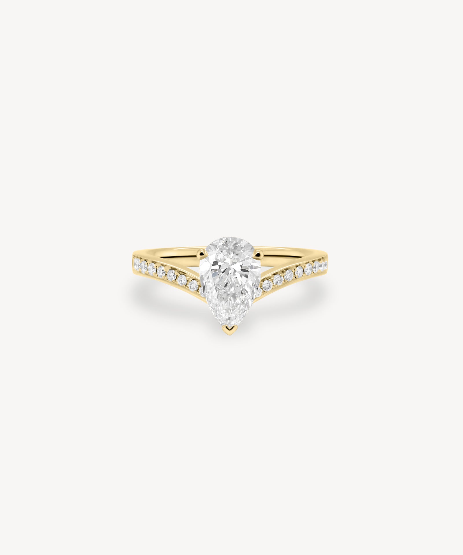 V-Shaped Pear Cut Diamond Pavé Ring