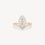V-Shaped Marquise Cut Diamond Halo Pavé Ring