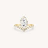 V-Shaped Marquise Cut Diamond Halo Pavé Ring