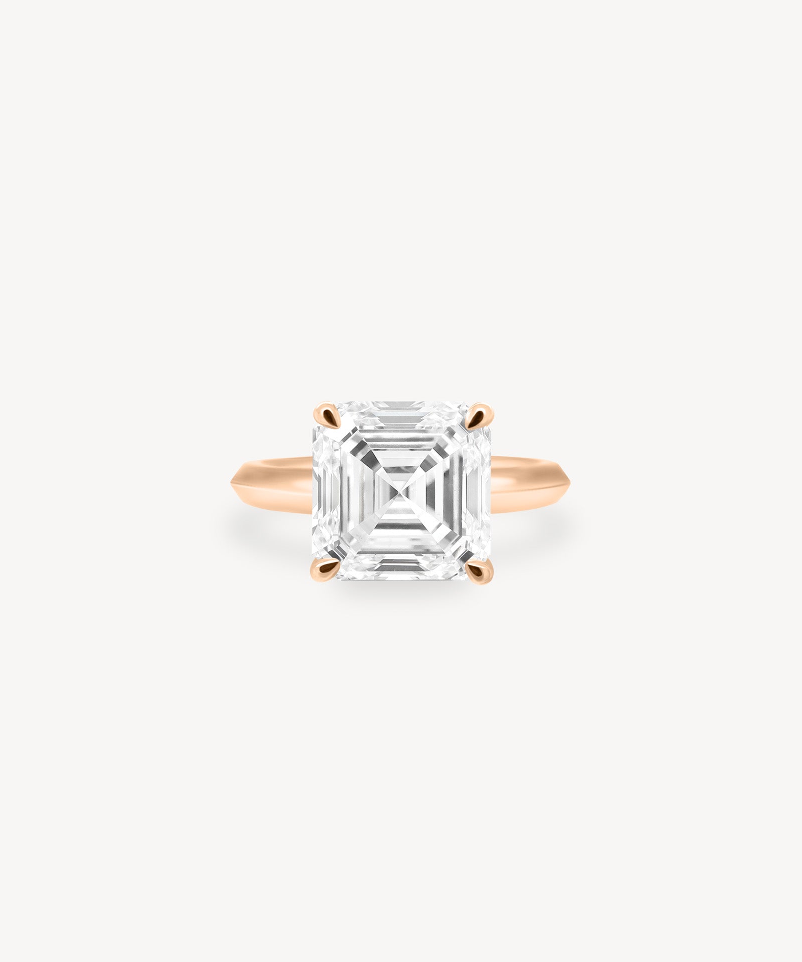 Asscher Cut Solitaire Ring in Knife Edge Setting