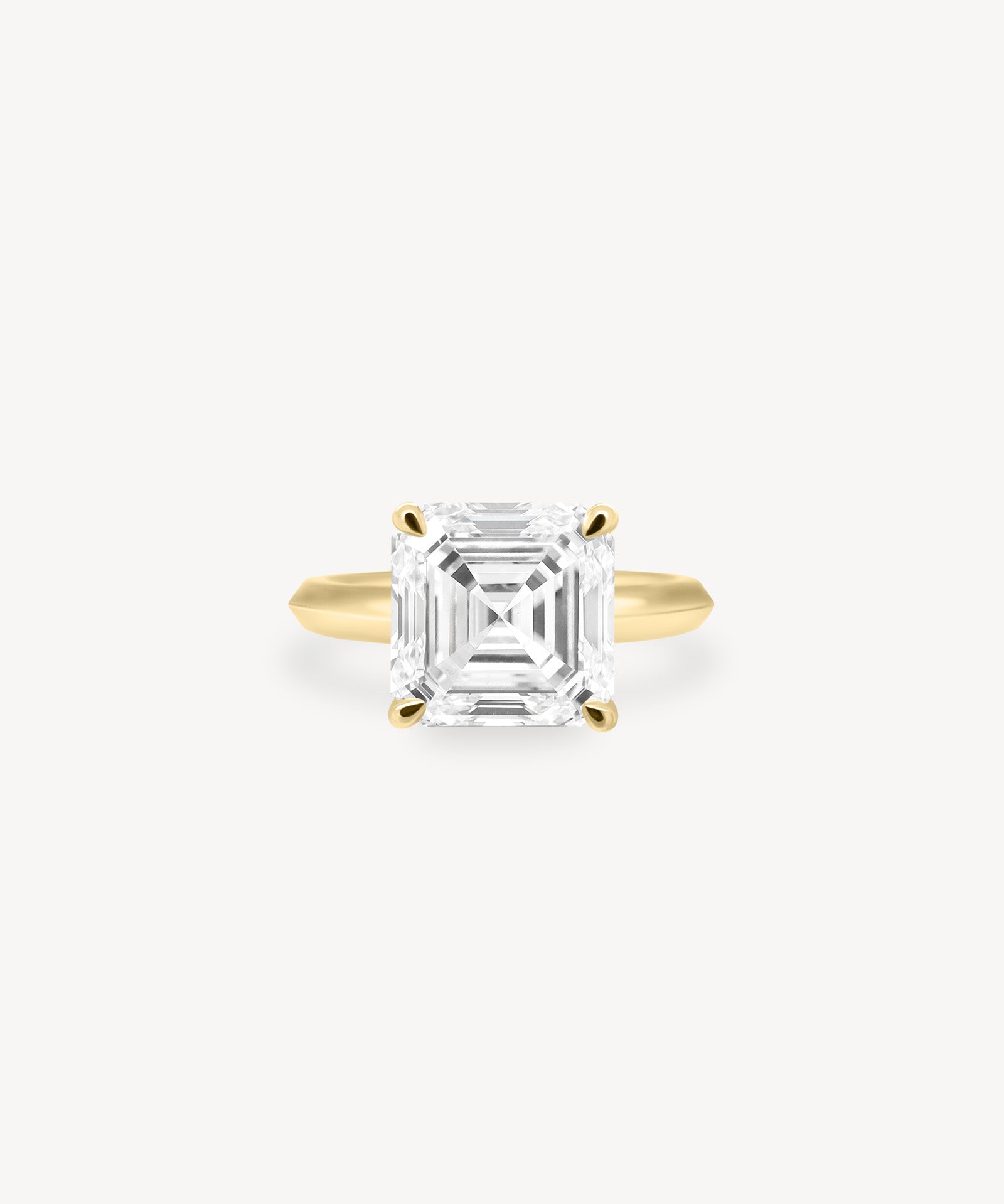 Asscher Cut Solitaire Ring in Knife Edge Setting