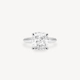 Cushion Cut Solitaire Ring in Knife Edge Setting