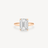 Emerald Cut Solitaire Ring in Knife Edge Setting