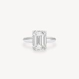 Emerald Cut Solitaire Ring in Knife Edge Setting