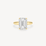 Emerald Cut Solitaire Ring in Knife Edge Setting