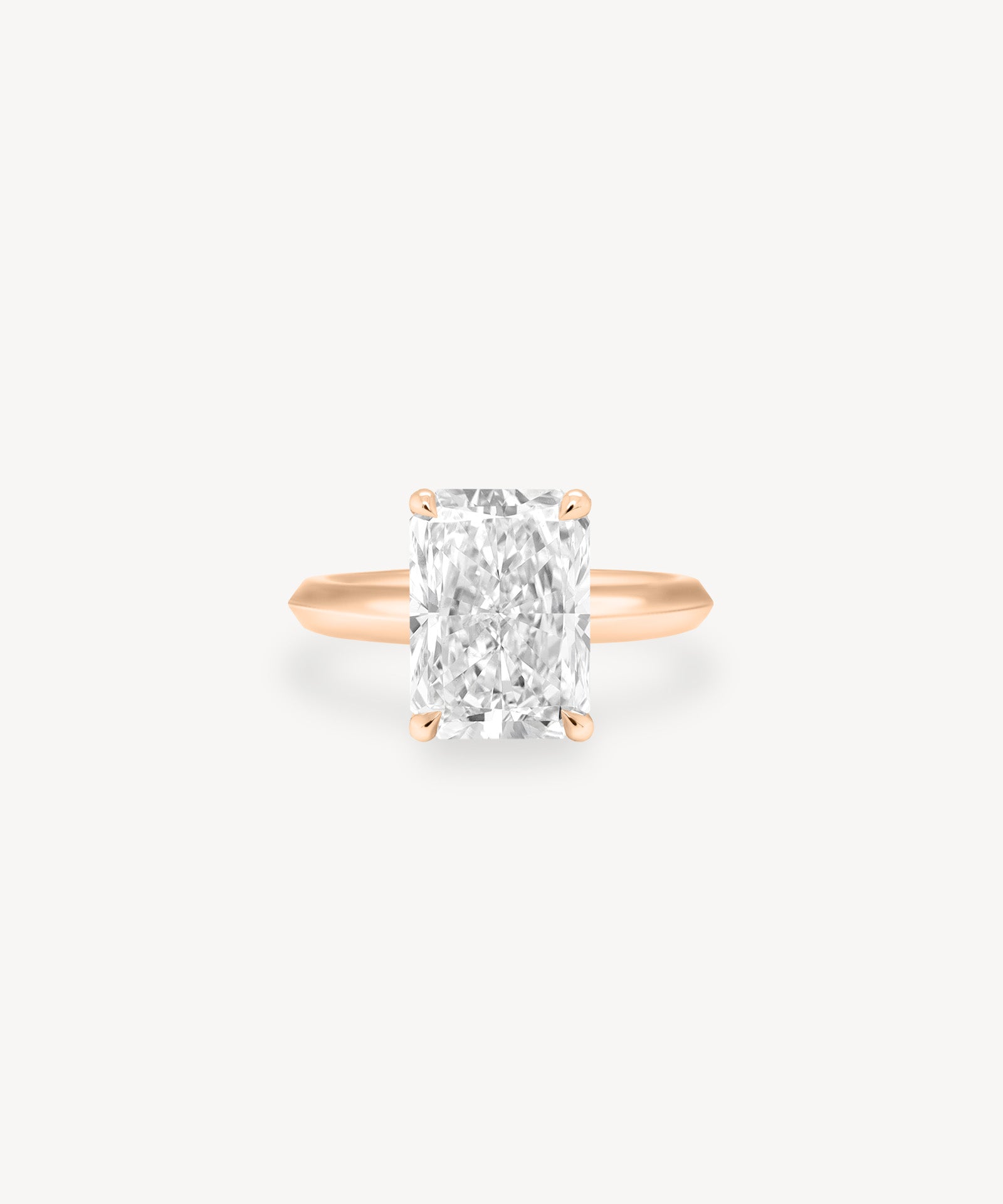 Radiant Cut Solitaire Ring in Knife Edge Setting