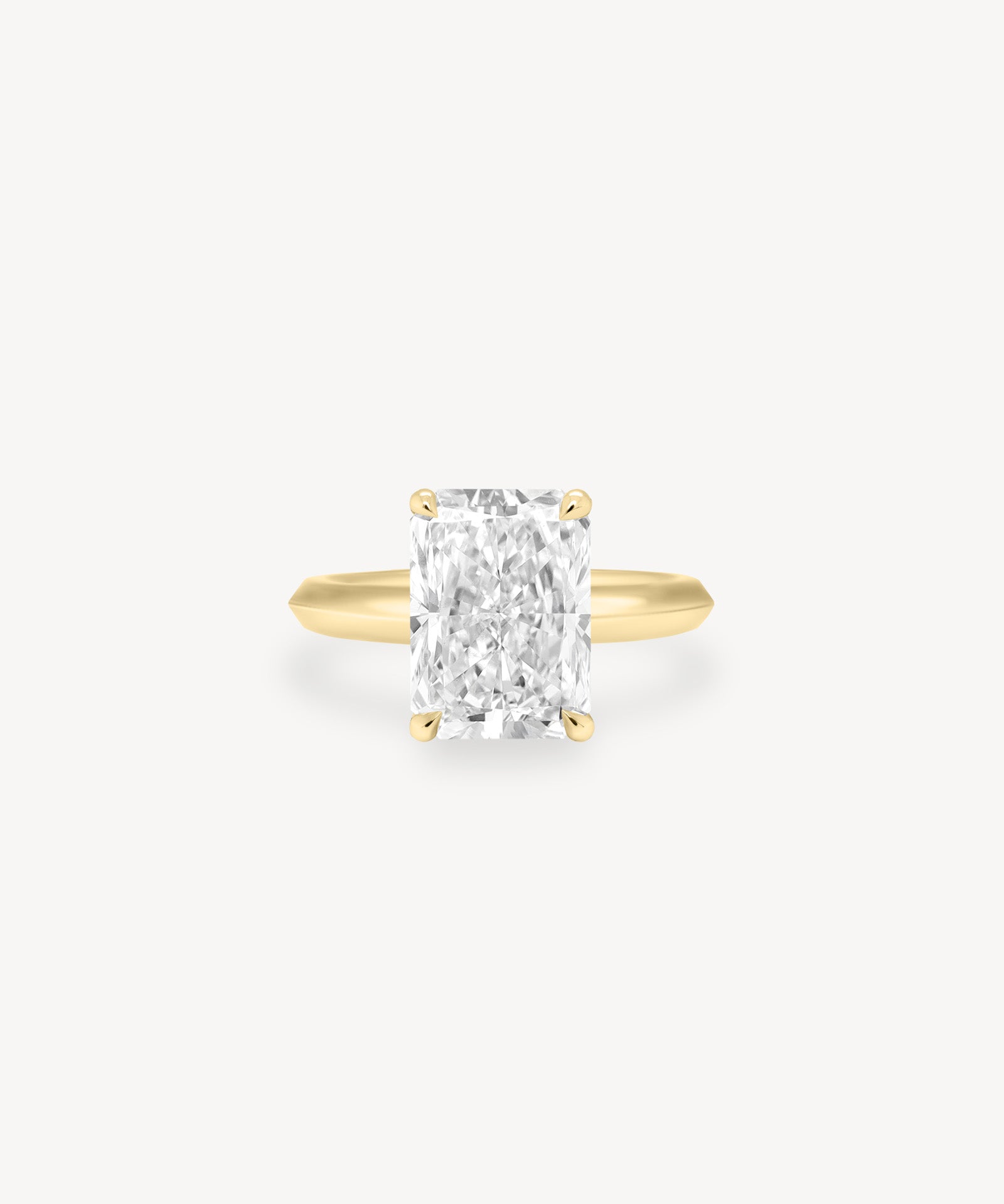 Radiant Cut Solitaire Ring in Knife Edge Setting