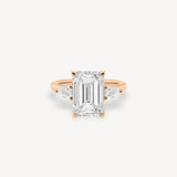 Emerald Cut Diamond Three Stone Ring With Pear Cut Side Stones