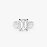 Emerald Cut Diamond Three Stone Ring With Pear Cut Side Stones