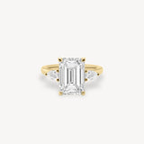 Emerald Cut Diamond Three Stone Ring With Pear Cut Side Stones