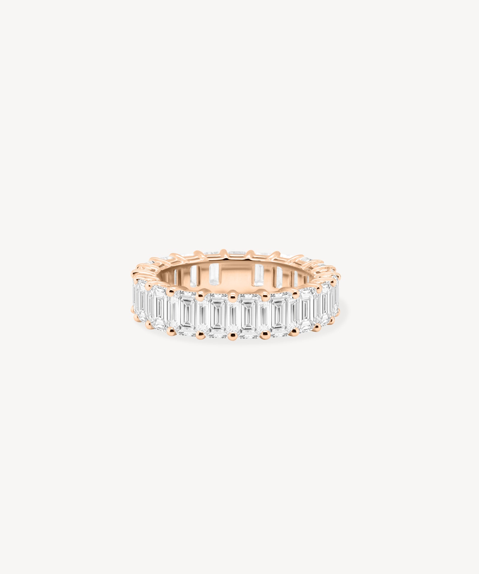 Emerald Cut Diamond Eternity Ring in Shared Prong Setting