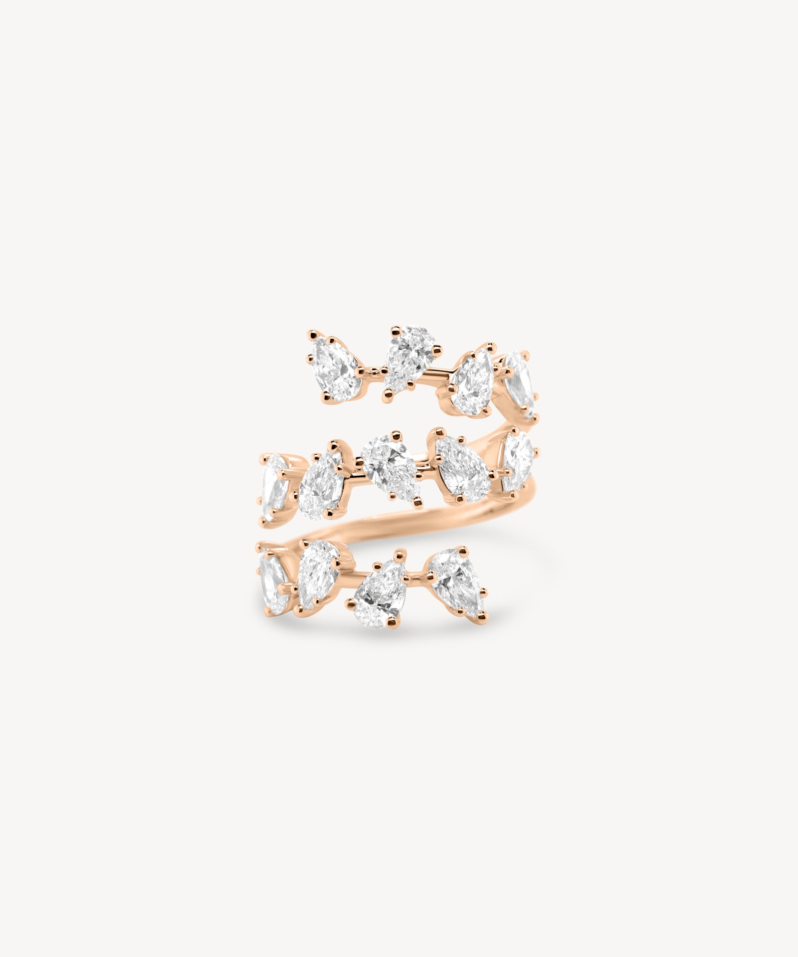 Pear Cut Diamond Multi-Row Spiral Ring