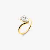 V-Shaped Pear Cut Diamond Solitaire Ring